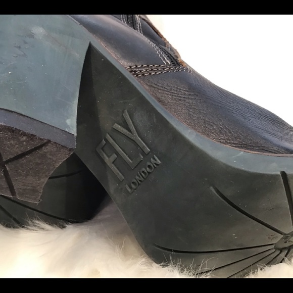 FLY LONDON KNEE HI BLACK LEATHER BUCKLE BOOTS 9.5 - Picture 10 of 11